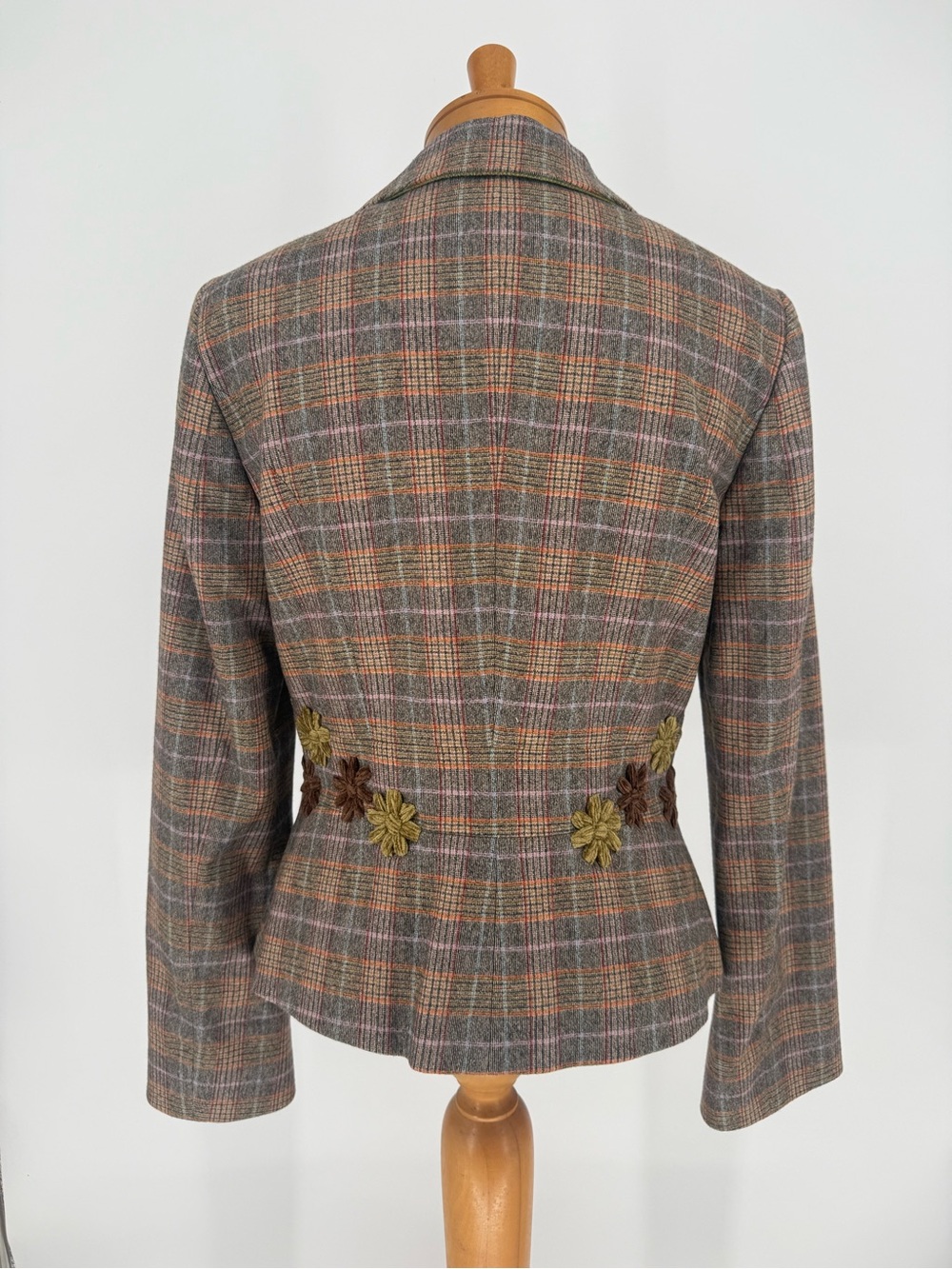 ETRO Plaid Floral-Appliqué Women's Blazer Jacket - Brown Multicolor sz44 - Picture 6 of 14